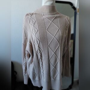 Philosophy Beige Cable Knit Turtleneck Sweater Oversized